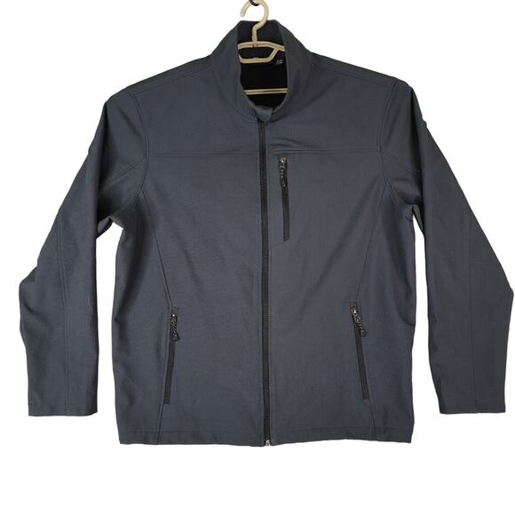 Swiss Tech Jacket Mens XL Gray Black Full Zip Soft Shell Windproof Fleece Lined - Picture 1 of 14